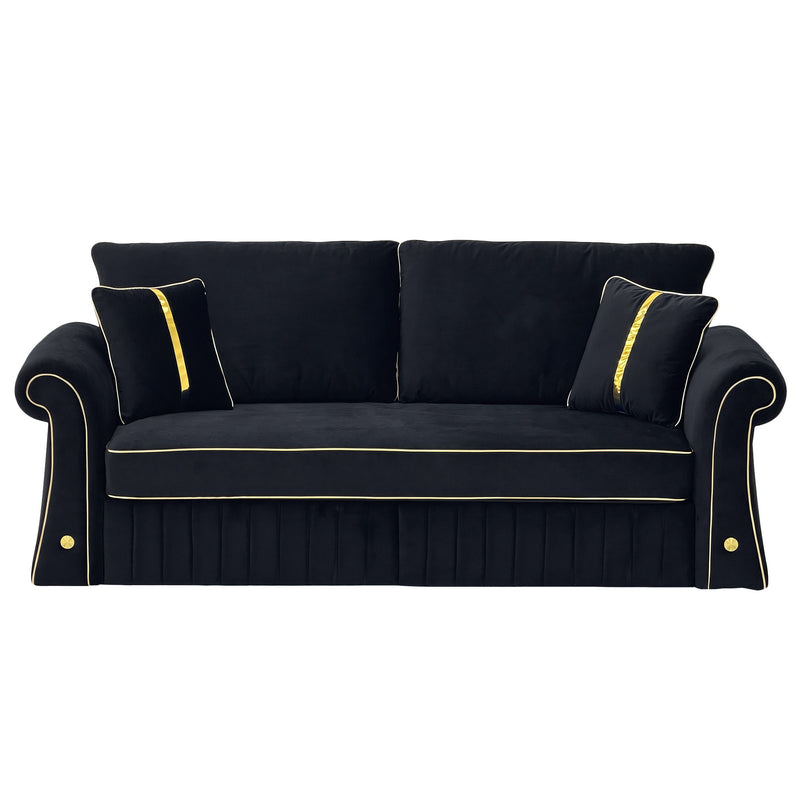 Sofa With Rolled Arms, 3 Seater Couch, Living Room Accent