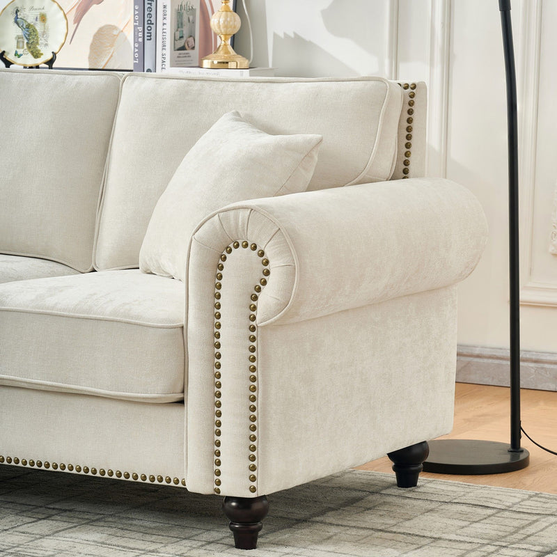 2 Seater Sofa With Rolled Arms, Tufted Upholstered Couch