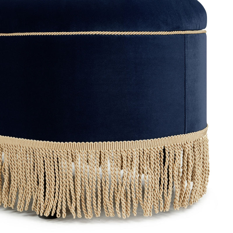 Melinda - Oval Tufted Bullion Fringe Storage Bench
