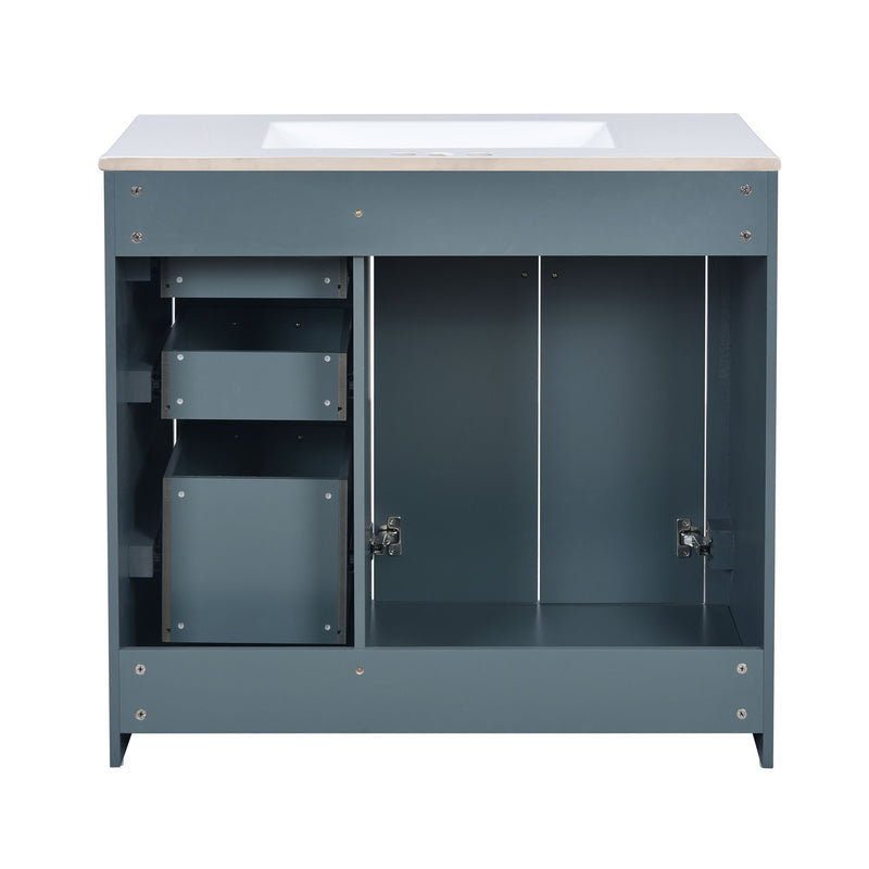 Bathroom Vanity With Sink Combo, Storage Cabinet, Freestanding Set With 3 Drawers & Soft Closing Doors