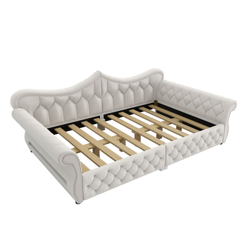 Upholstered Daybed With LED Lighting And Nailhead Trim