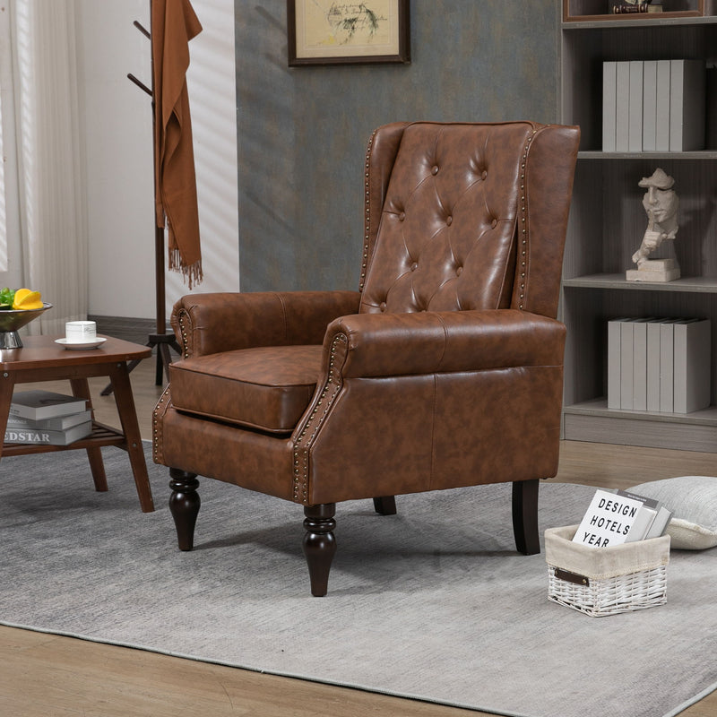 Modern Accent Armchair With Sturdy Wood Legs
