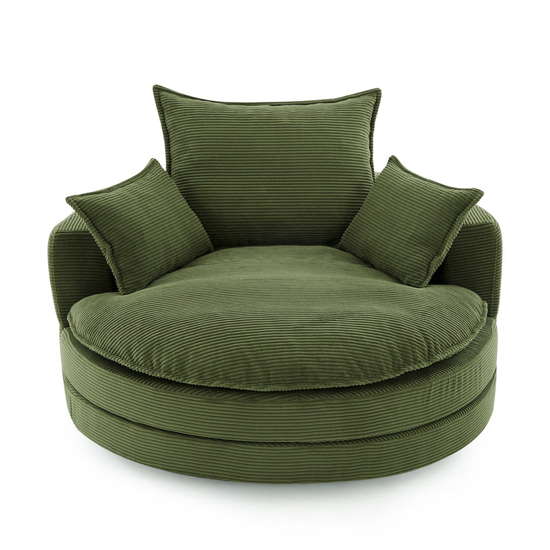 360° Swivel Accent Barrel Chair With Dual Layer Cushion And 3 Removable Pillows