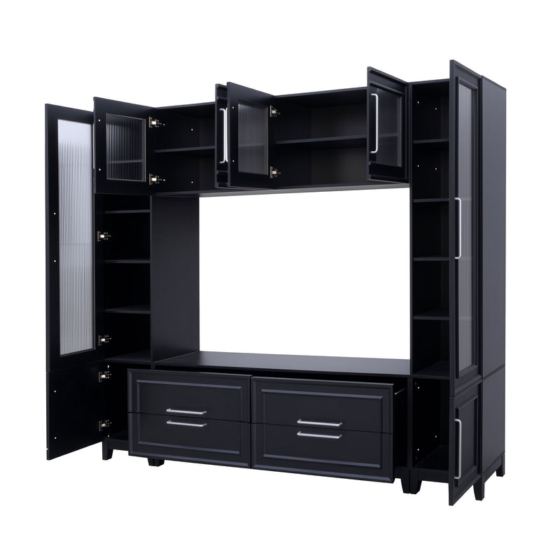 Wall Unit Modern Entertainment Center With Glass Doors