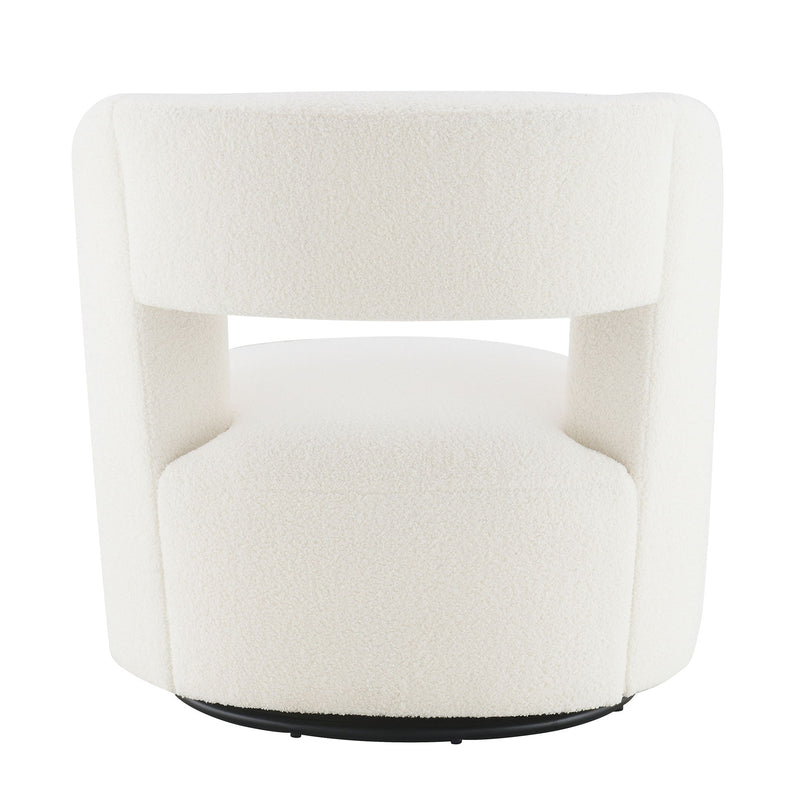 Swivel Comfy Round Barrel Chair With Soft Teddy Fabric For Living Room