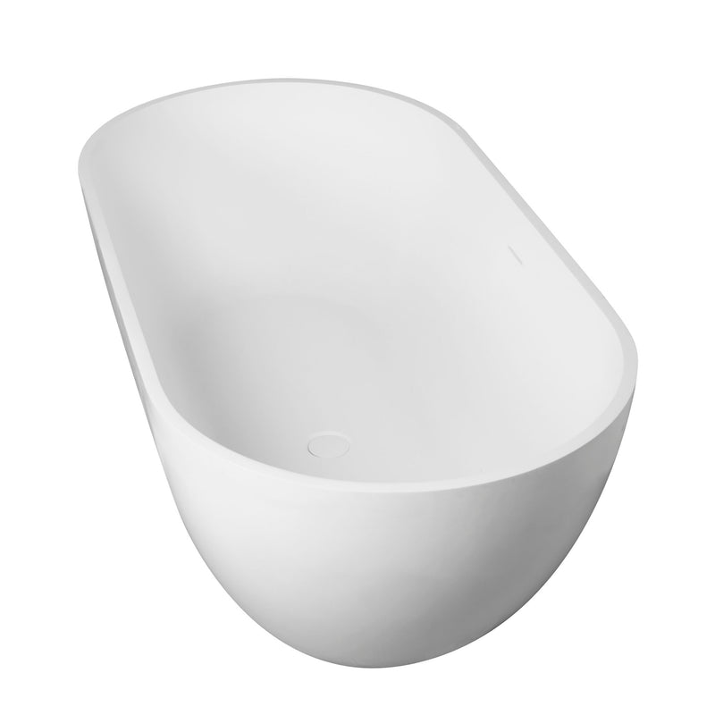 Small Size Stone Resin Solid Surface Oval Shape Freestanding Bathtub For The Bathroom - Matte White