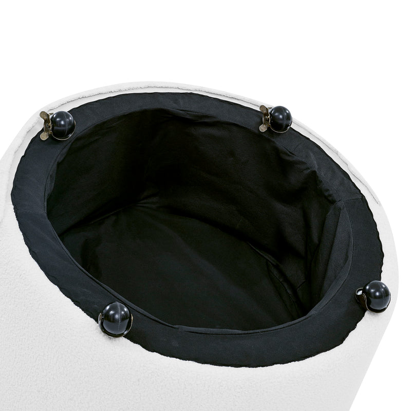 Modern Upholstered Swivel Chair With Button Tufted Design And Movable Wheels