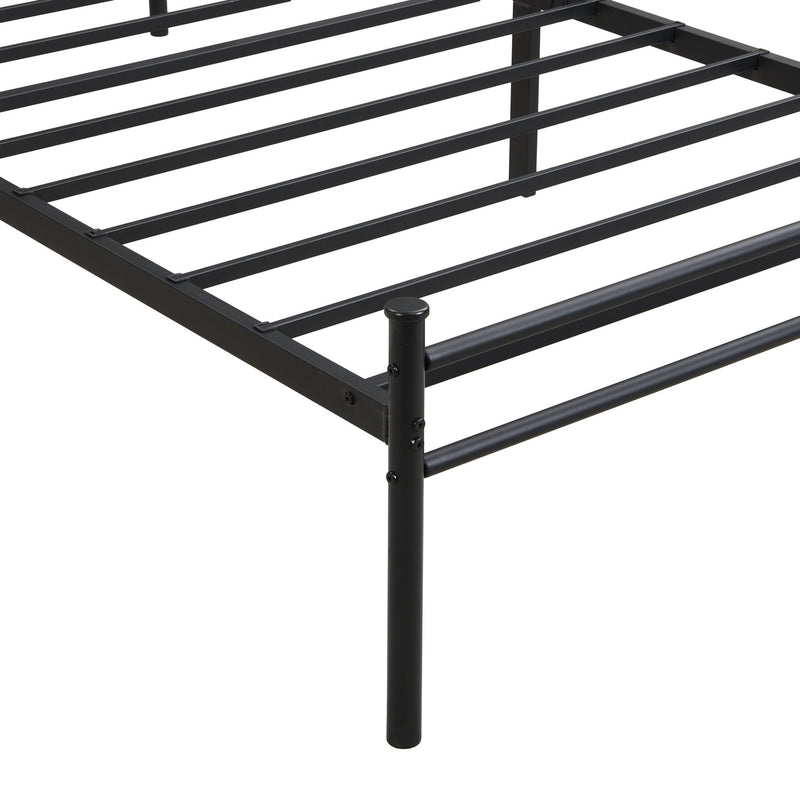 ModerMetal Bedframe With Wood Panel Headboard