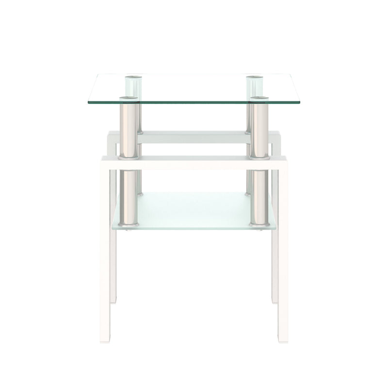 Modern Tempered Glass Tea Table, End Square Table For Living Room