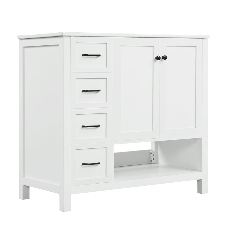 Bathroom Vanity With Sink Top, Bathroom Vanity Cabinet With 2 Doors And 2 Drawers, Open Shelf