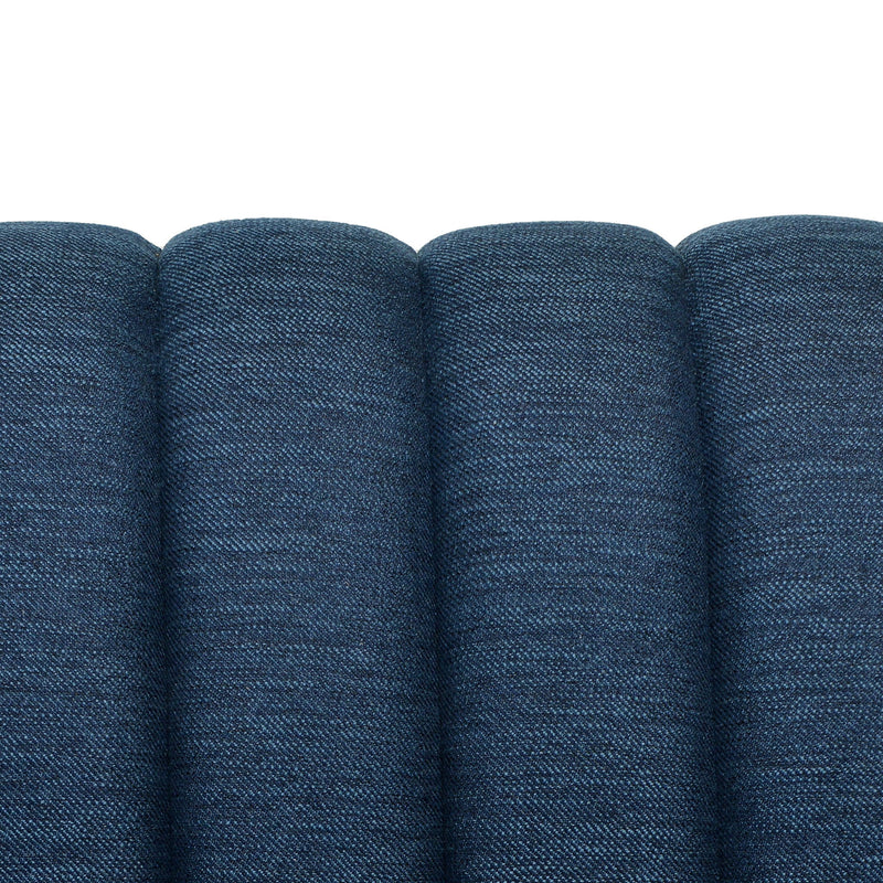 Contemporary 3 Seater Sofa With Button Tufted Design - Navy Blue