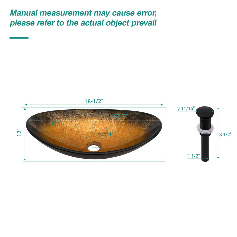 Veined Vessel Sink With Pop Up Drain, Boat Shape Bathroom Sink Above Counter - Gold