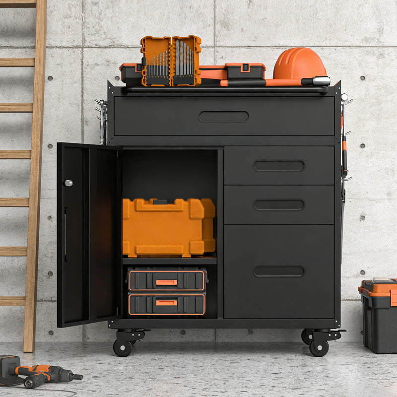 Rolling Tool Cabinet Heavy Duty Garage Storage With Lockable Doors