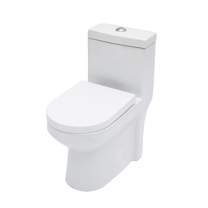 1 Piece Toilet For Bathroom, Dual Flush 1.1 / 1.6 Gpf, Soft Closing Seat - White