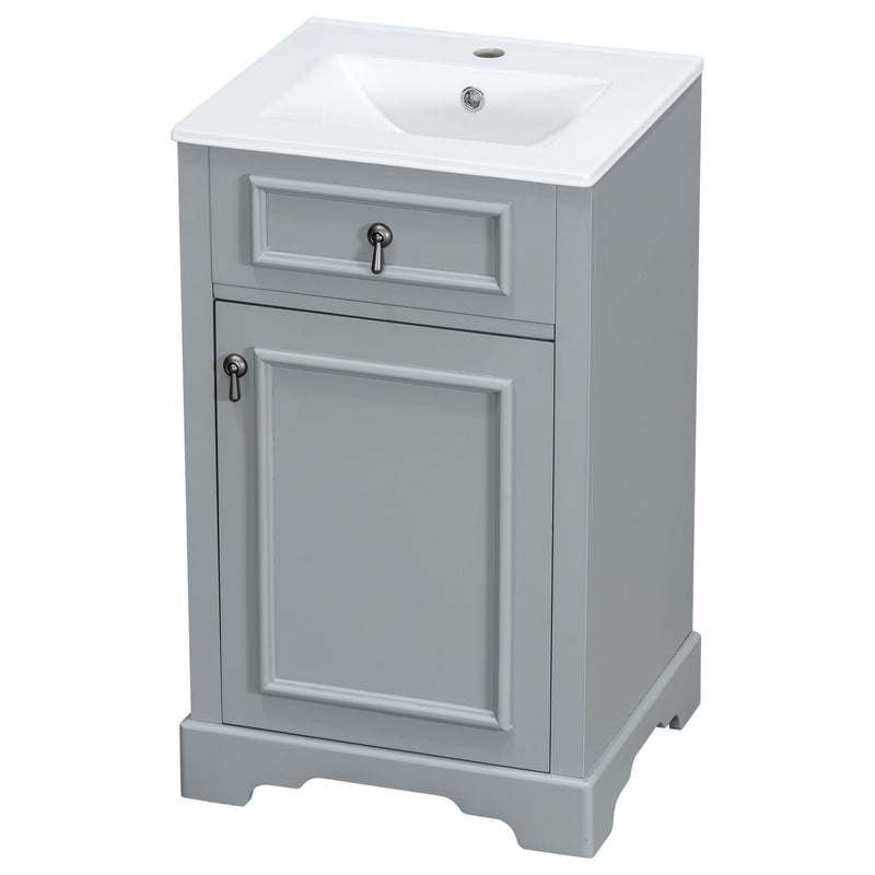 Elegant Bathroom Vanity With Ceramic Sink, Soft Close Door, Adjustable Shelf