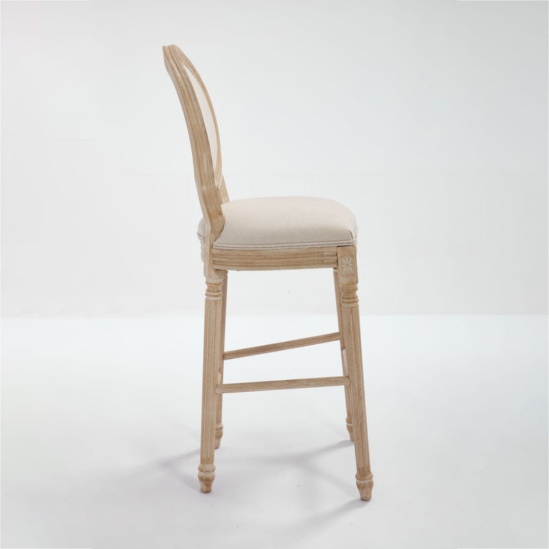 30'' Height Upholstered Bar Chairs With Round Back (Set of 2) - Beige