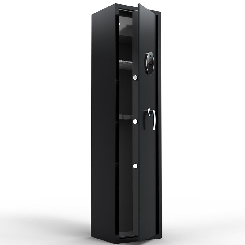 Large Capacity Quick Access Fingerprint Gun Safe, 4 - 5 Gun Biometric Metal Rifle Gun Security Cabinet Safe Locker - Black