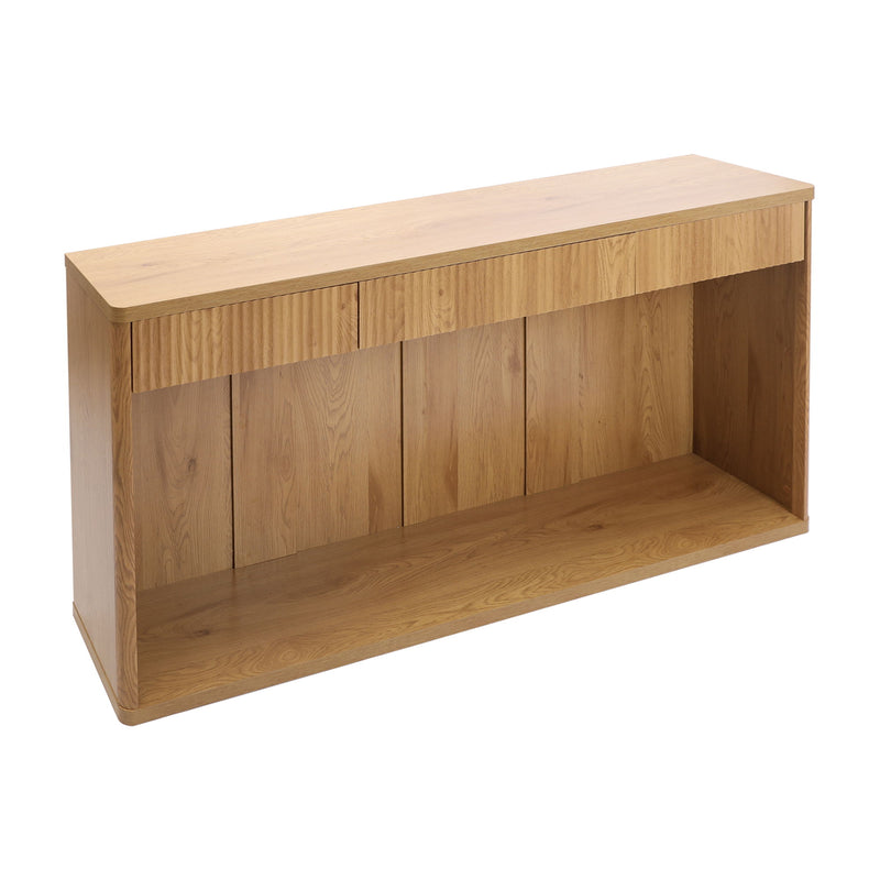 Fluted Console Table With 3 Drawers, Long Sofa Table Behind Couch For Living Room