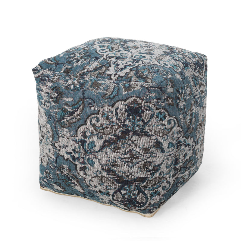 Anita - Square Pouf Ottoman And Floor Cushion - Blue