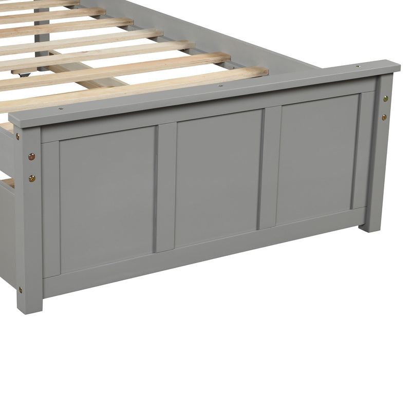 Platform Bed With Twin Trundle And Frame, Twin Size - Gray