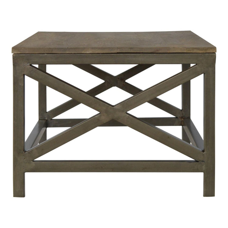 Cross Metal Coffee Table - Pewter