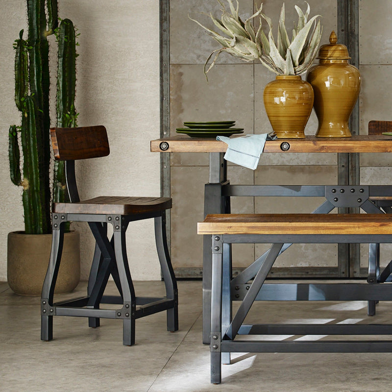 Industrial Counter Stool With Back Removable Solid Acacia - Amber