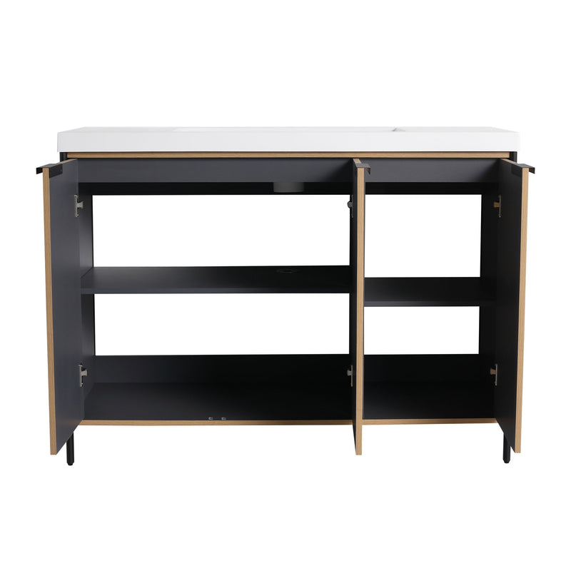 Modern Freestanding Bathroom Vanity With Resin Sink & Soft Close Cabinet Doors
