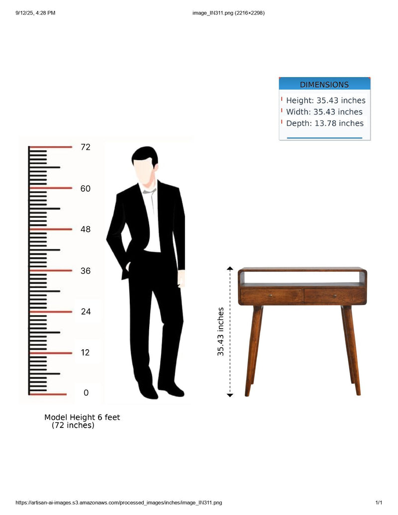 Curved Chestnut Console Table