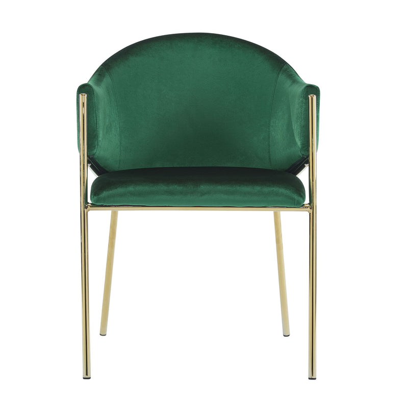 Modern Upholstered Dining Chair With Gold Metal Frame - Emerald / Gold