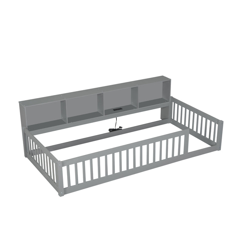 Floor Bed With Storage Cabinets And USB Ports