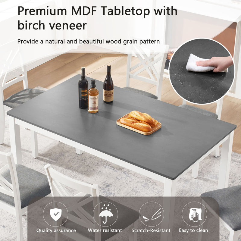 Kitchen Dining Set, Rectangular Dining Table & Upholstered Chairs