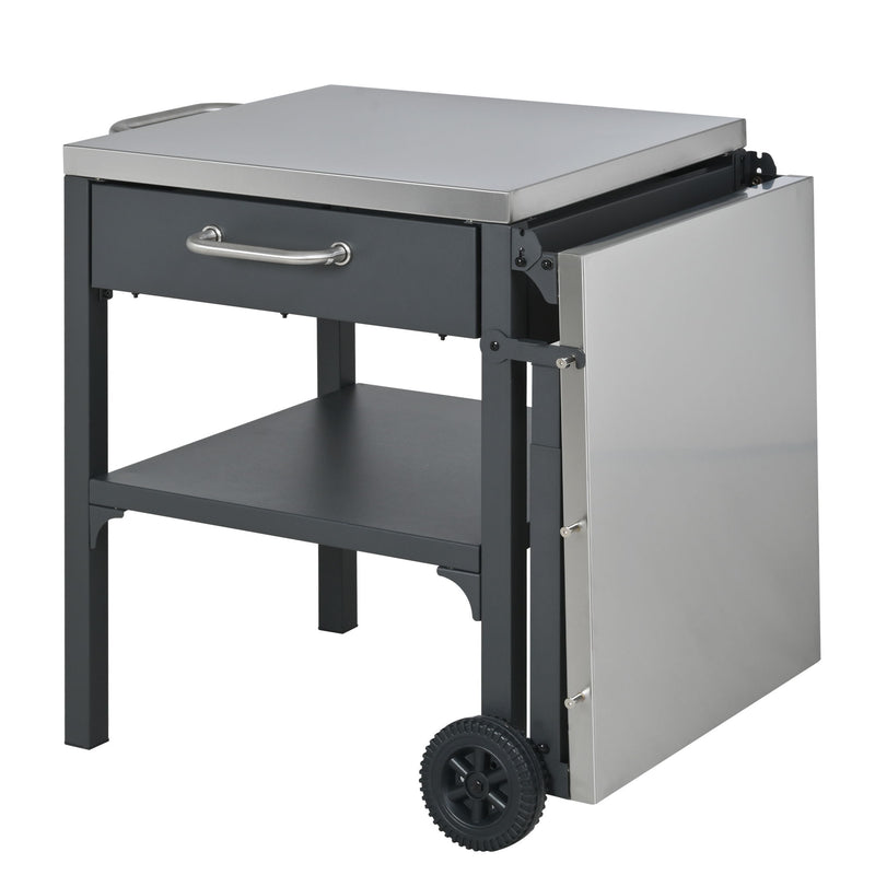 Foldable Outdoor Kitchen Cart With Storage For Patio