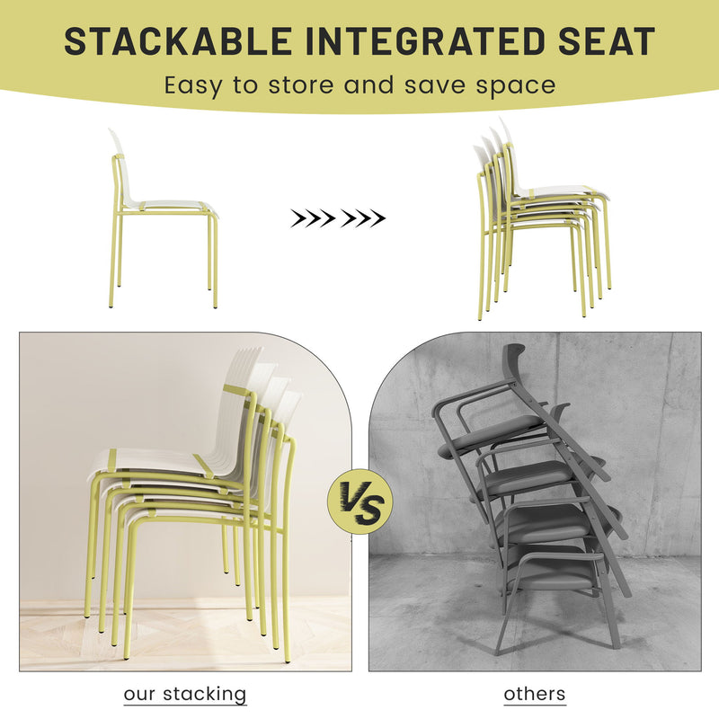 4 Piece Set Of Modern Color Block Designed Single Chairs
