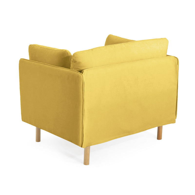 Modern Upholstered Accent Chair With Soft Cushions, Sleek Armrest Design