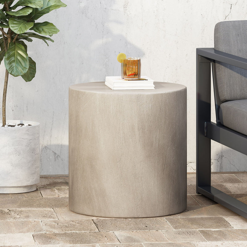 Cylindrical Design, Outdoor Lightweight Concrete Side Table