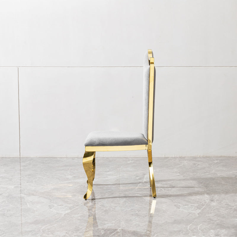 Gorgeous Streamlined High Back Fabric Stainless Steel Dining Chair (Set of 2) - Gold