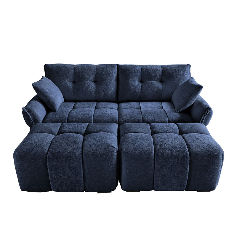 Sofa Set With Ottoman And Pillows, Textured, High Resilience Cushions