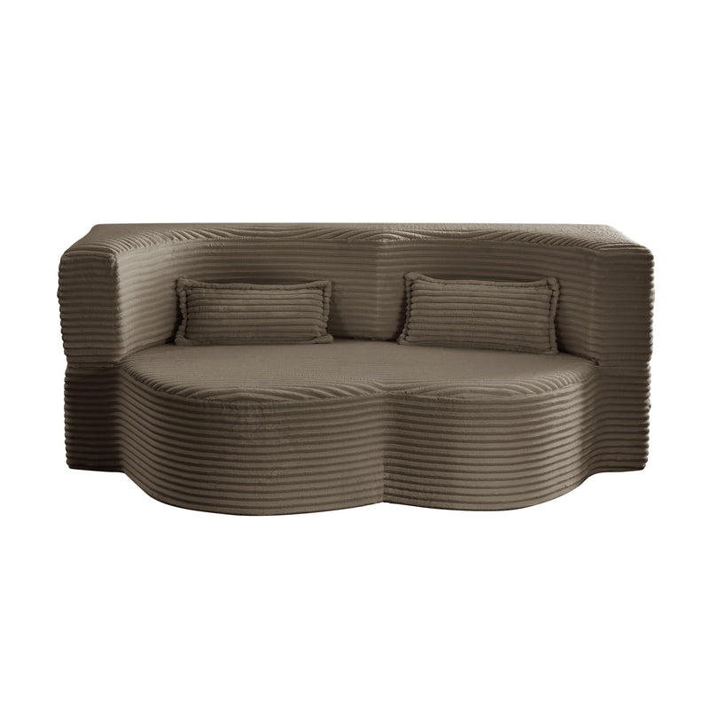 Floor Convertible Sleeper Sofa Bed With 2 Pillows