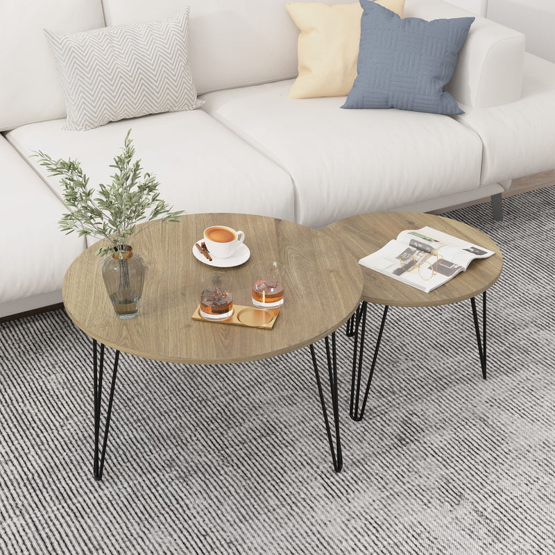 Round Nesting Coffee Table For Living Room (Set of 2)