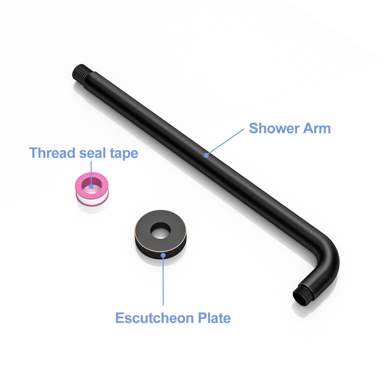 Oil Rubbed Bronze 16" Shower Arm With Flange, Stainless Steel, For Rain Shower Heads - Oil-Rubbed Bronze