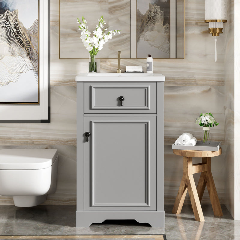 Elegant Bathroom Vanity With Ceramic Sink, Soft Close Door, Adjustable Shelf