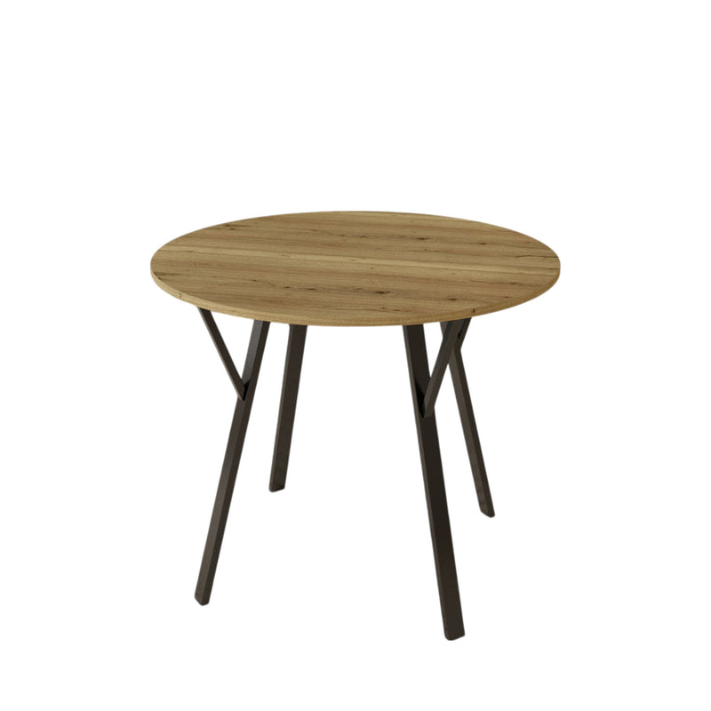 Round Dining Table, For 2 - 4 People - Rustic Brown