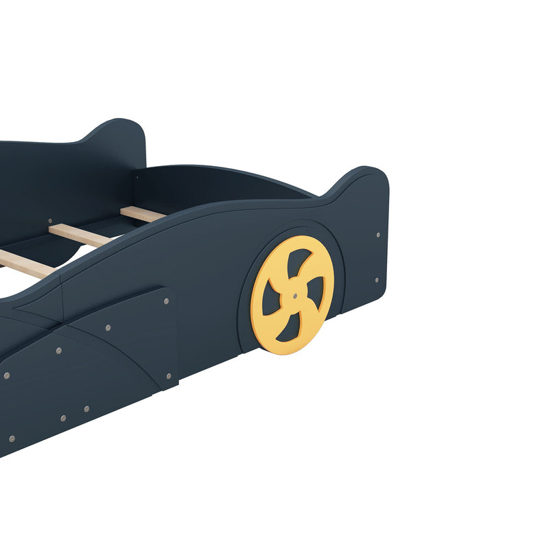 Race Car Shaped Platform Bed With Wheels And Storage