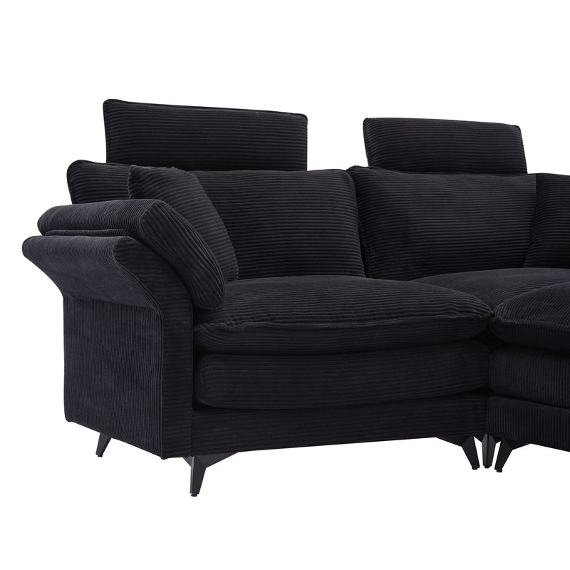 Modern Deep Seat Sectional Sofa With Ottoman