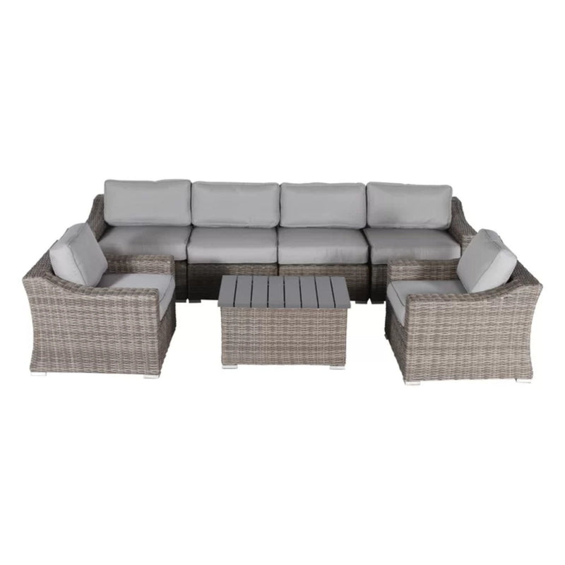 6 Person All Weather Sectional Seating Group With Cushions - Gray Mix