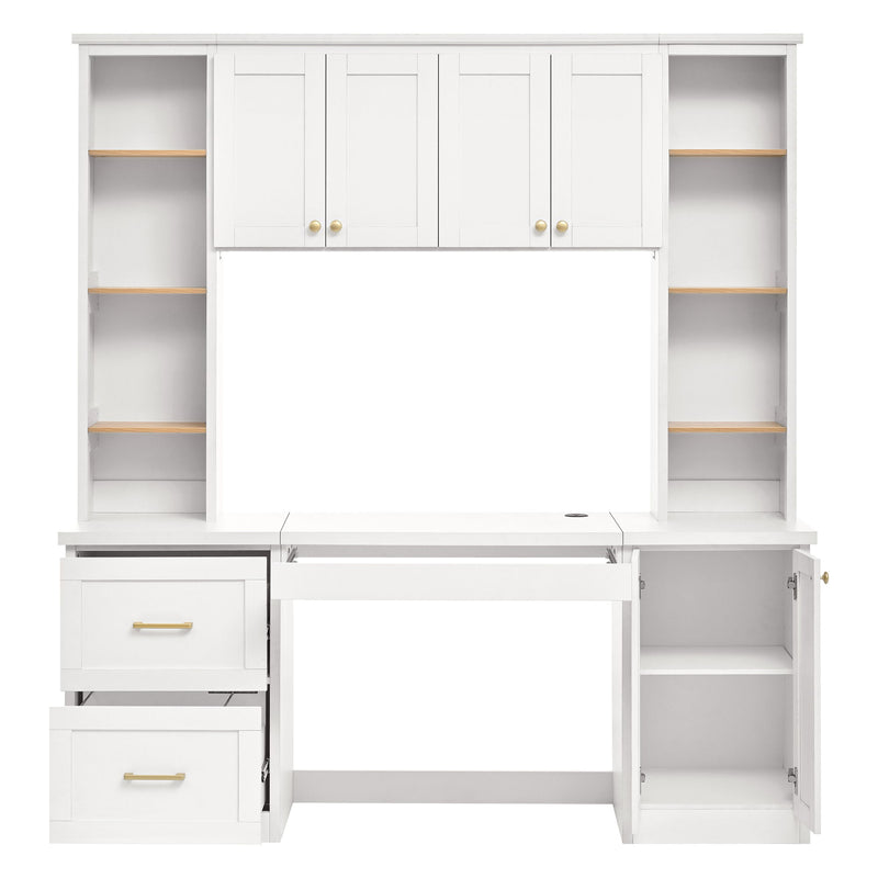 Computer Desk With Hutch, Workstation With Desk Grommet & Keyboard Tray