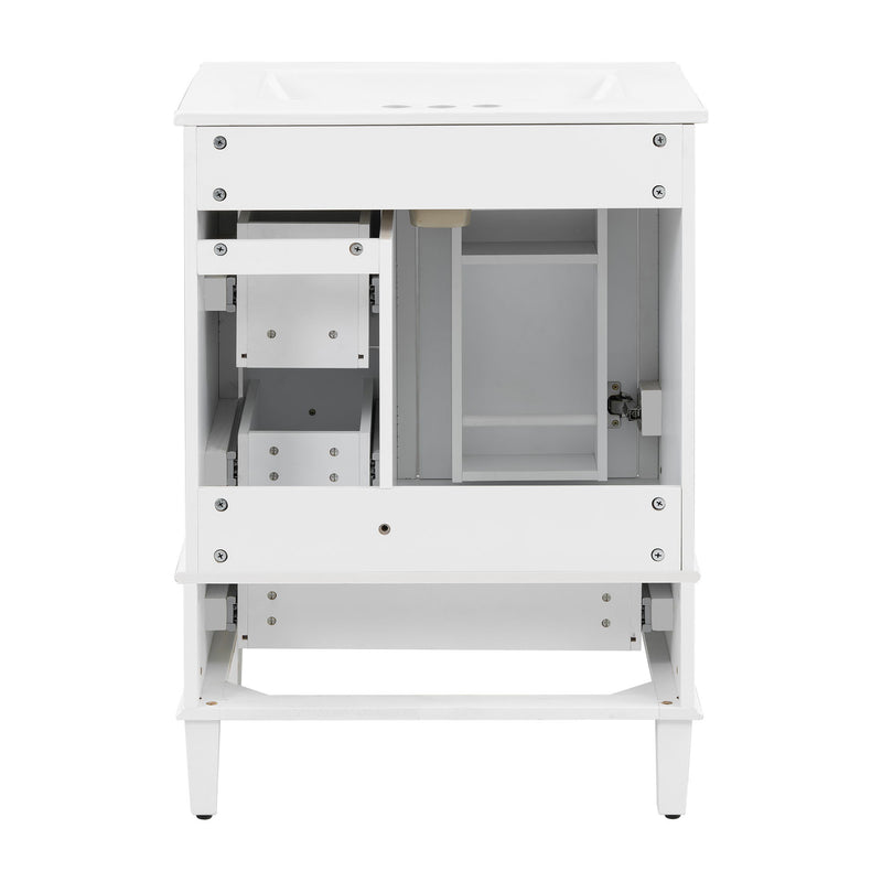 Bathroom Vanity With Integrated Basin, Soft Close Drawers, Door Mounted Double Layer Shelf