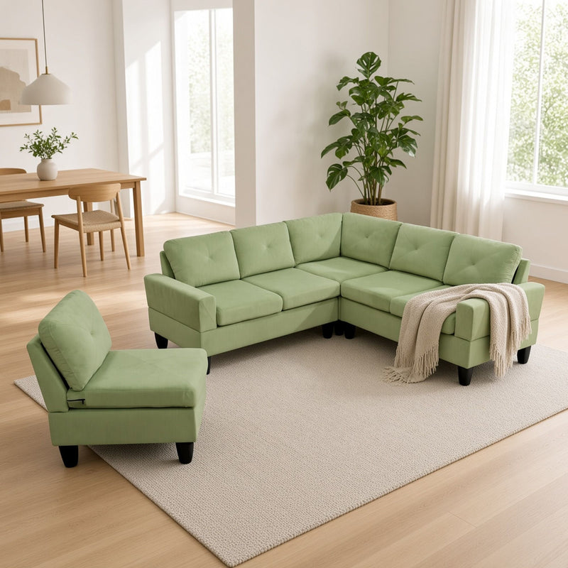 Modular L - Shaped Sectional Sofa 6 Seater 4 Piece Couch With Chaise