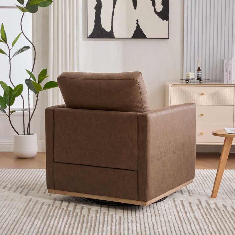 Modern Upholstered Square Swivel Accent Chair With 360 Degree Rotation