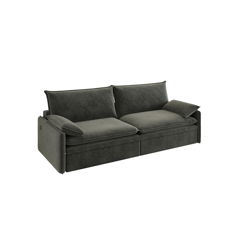 4 Seat Convertible Sleeper Sofa Bed, Modern With Storage